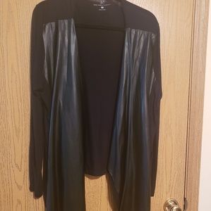Draped Faux-leather slouchy cardigan